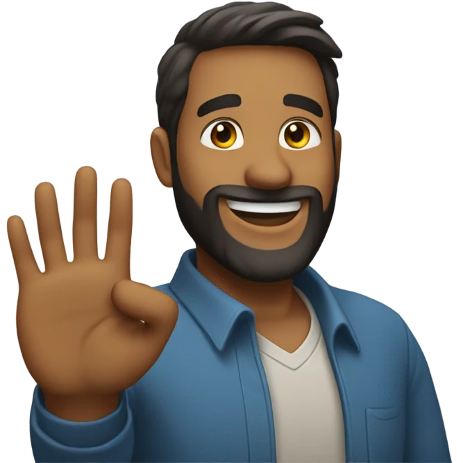 beard guy waving thanks hand  emoji