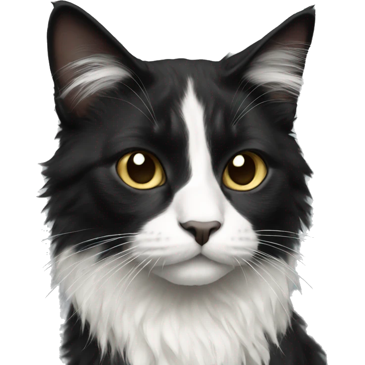 black and white cat long haired emoji