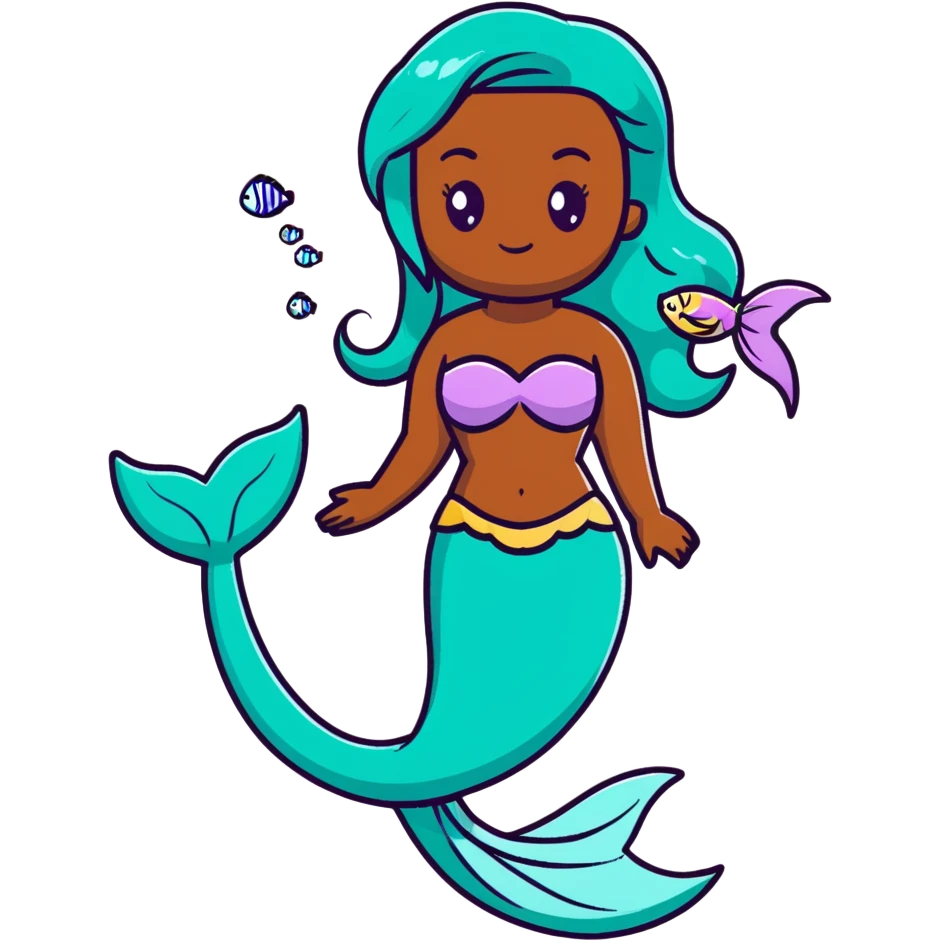 full body black mermaid with dark skin and fish tail emoji
