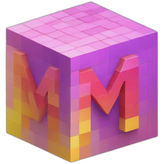 Letter "M" made of cube of pixels emoji