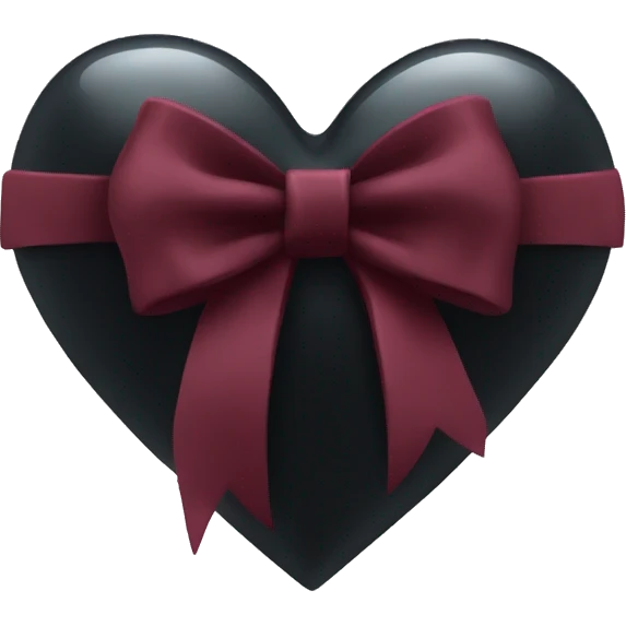 crystal black heart wrapped in a burgundy bow emoji