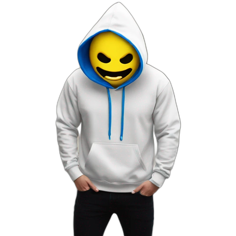 banana dominus hoodie, yellow with blue scary eyes emoji