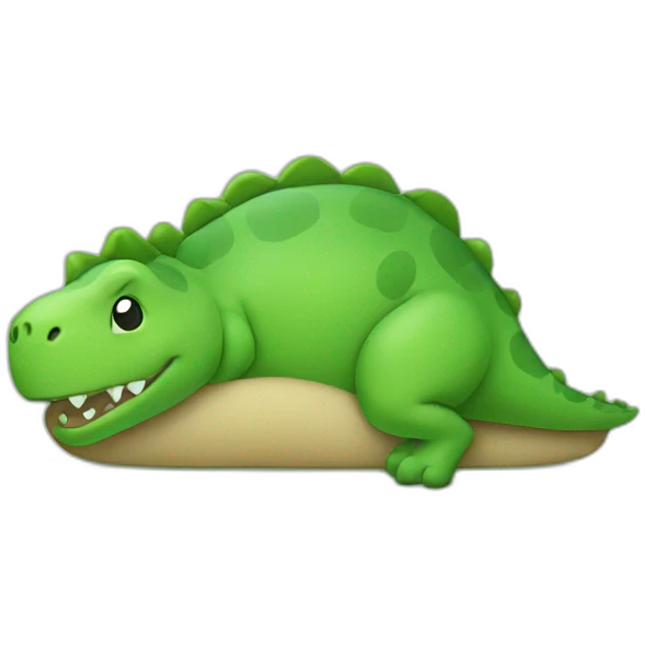 A green dinosaur sleeping emoji