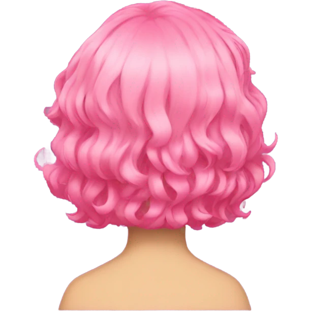 Pink mid-wavy short side-hair rear view emoji