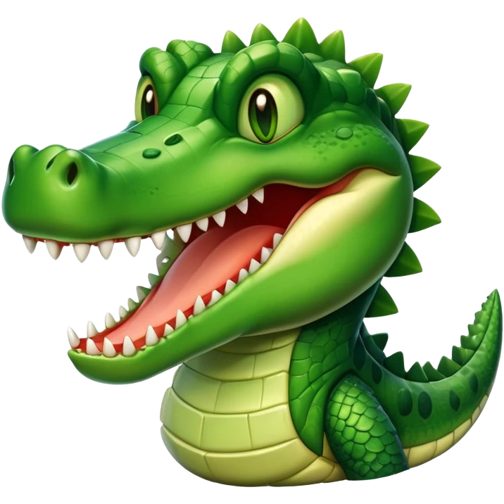 A crocodile smiling with a glass on emoji