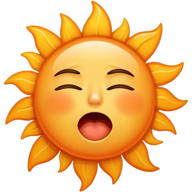 A sleepy sun with tired eyes and yawning emoji