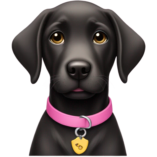 Black lab puppy with pink collar emoji