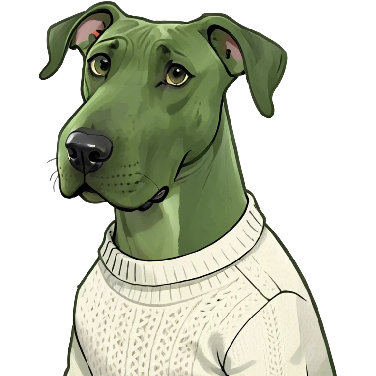 Realistic Grey Great Dane wearing a white knit sweater  emoji