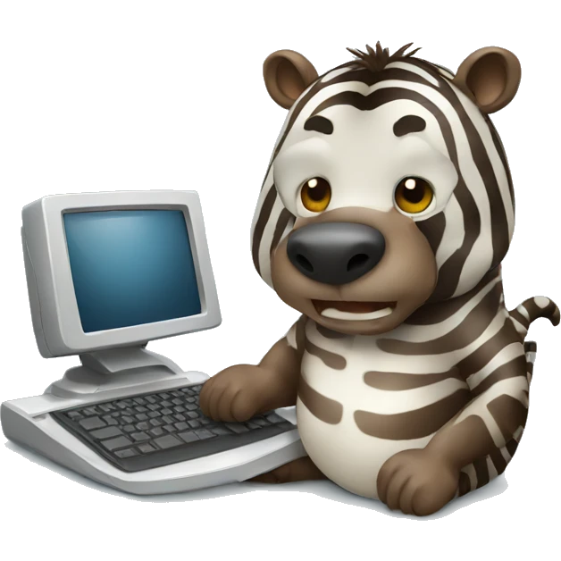 zebra as beaver with computer emoji