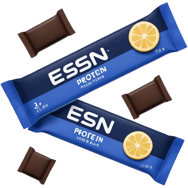ESN black and indigo protein bar packaging emoji
