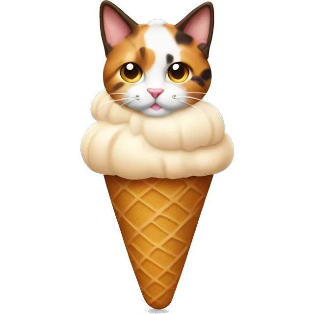 Icecream with calico cat emoji