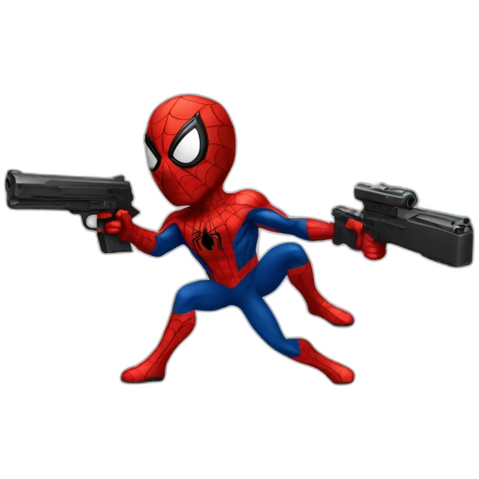 Spiderman carring a gun emoji