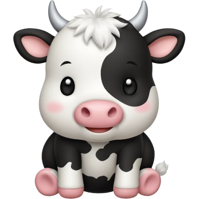 Chibi style Plush cow emoji