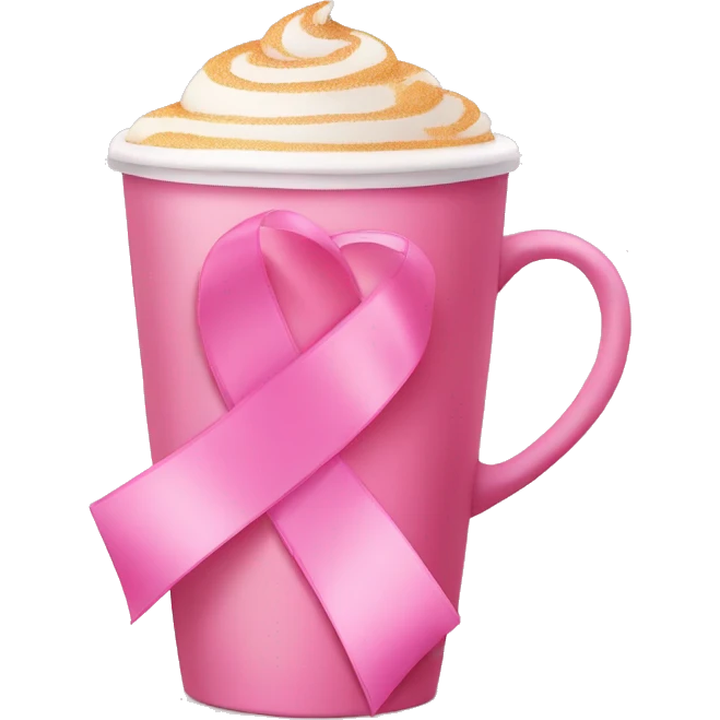 Pink Ribbon and cup of latte emoji
