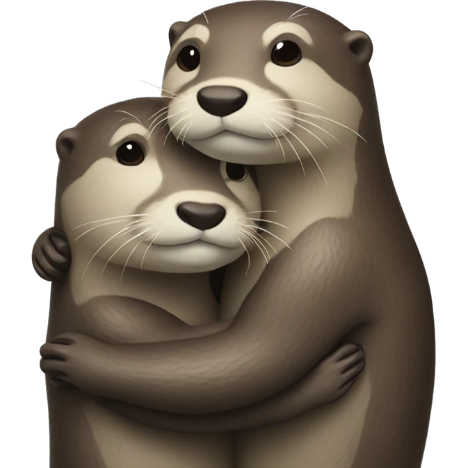 Male and female otter hugging  emoji
