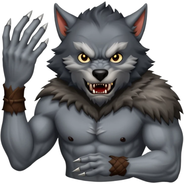 Create an emoji of Werewolf half bodied till waist sharp nails emoji