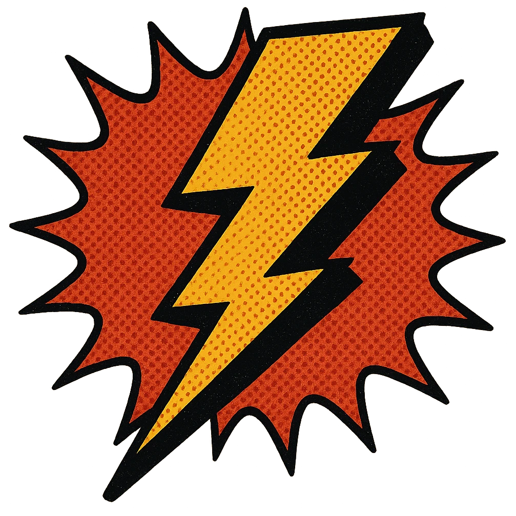 lightning bolt icon old school comic book style emoji