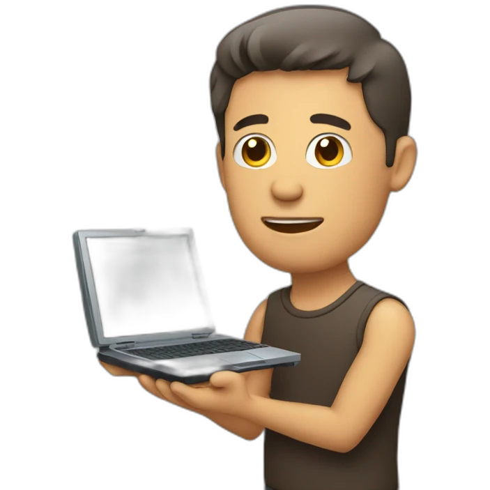 man holding computer emoji