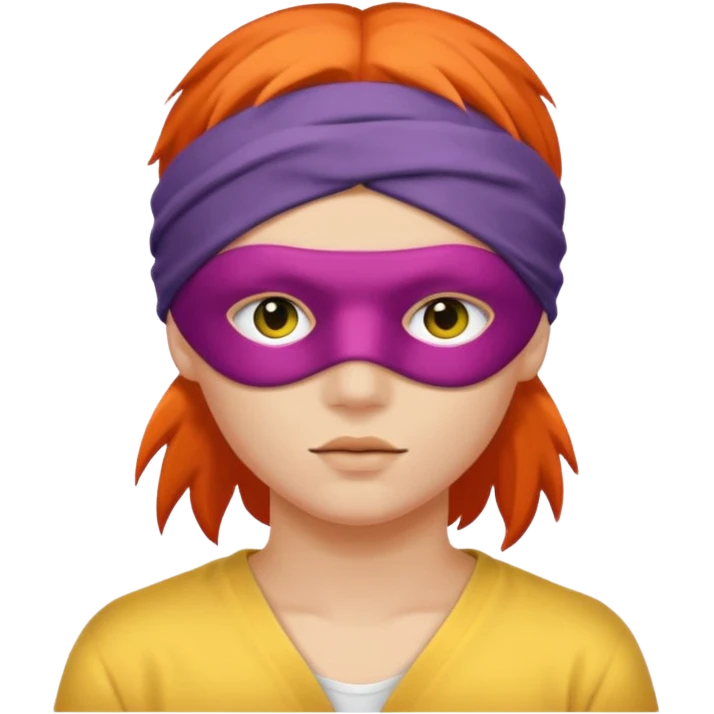 Blindfold person with different colors of hair. No trusting games with people blindfolded behind steering wheel emoji