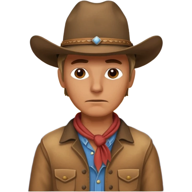 сгенерируй ковбоя который грустно смотрит на закат, он стоит на горах, которые такие как в америке на западе emoji