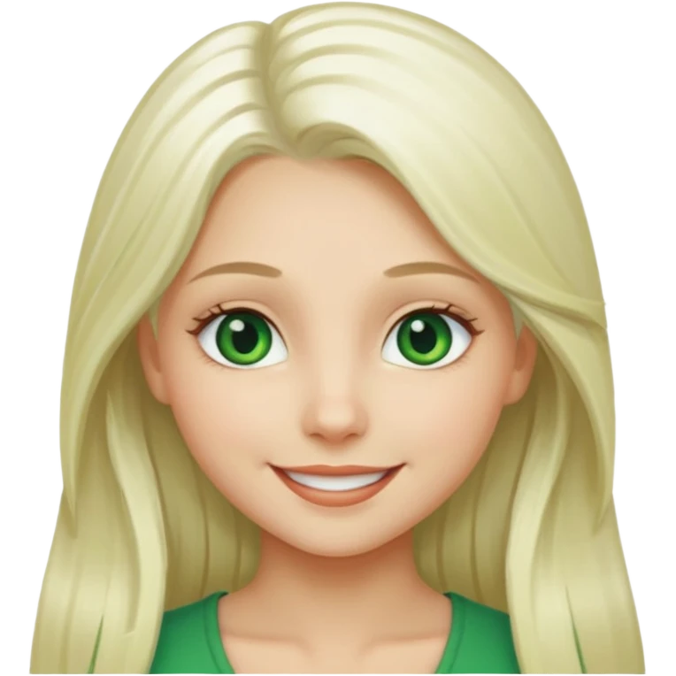 Long platinum blonde hair girl with green eyes  emoji