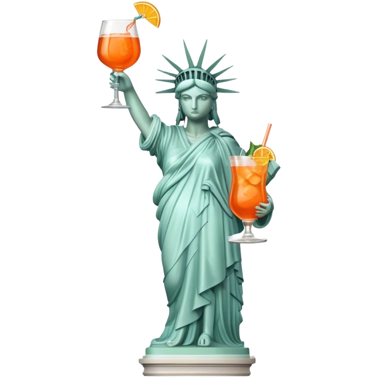 FULL BODY OF STATUE OF LIBERTY WITH AN APEROL SPRITZ COCKTAIL emoji