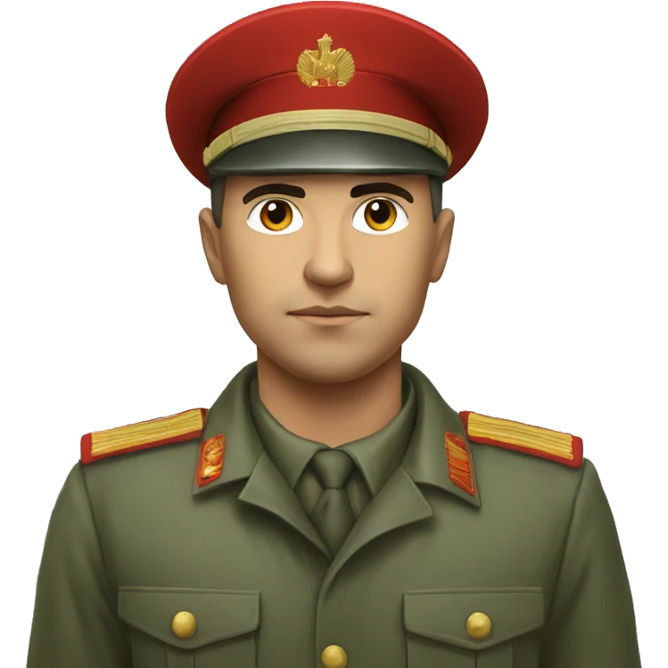 realistic ussr soldier serious with military takes emoji