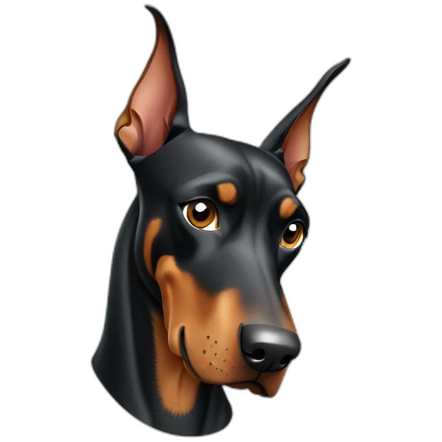 doberman dog with smart phone emoji
