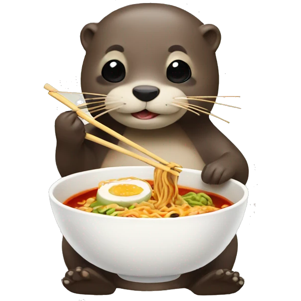 Otter eating Ramen with chopsticks emoji