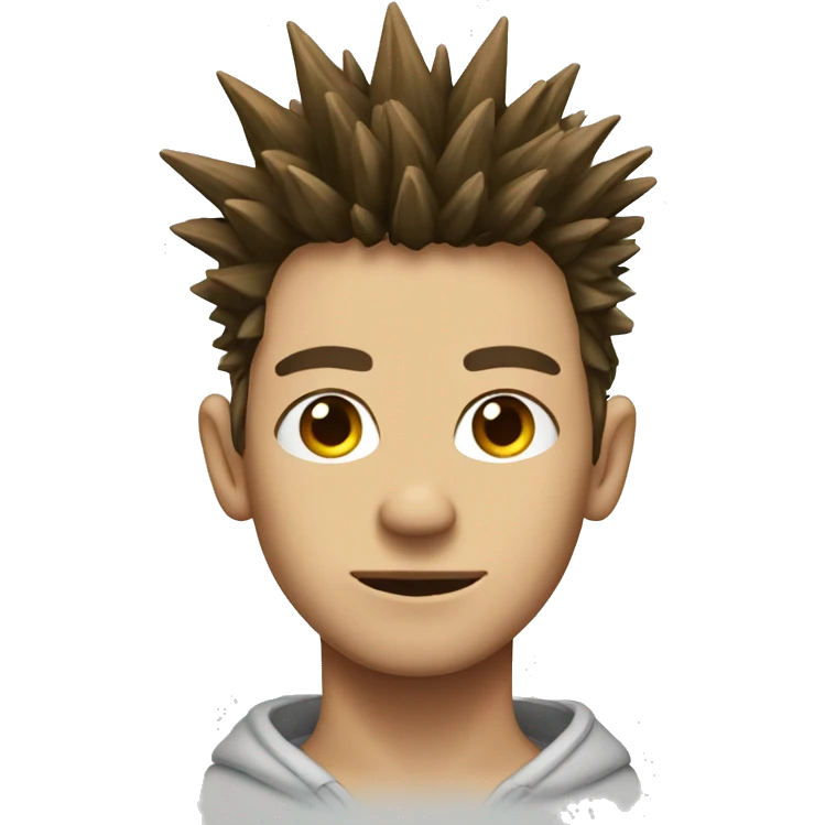 skinny eyes,spiky hair,square face,hoodie emoji