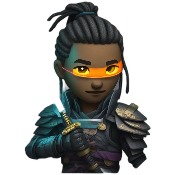 Cyberpunk samurai with glowing katana emoji