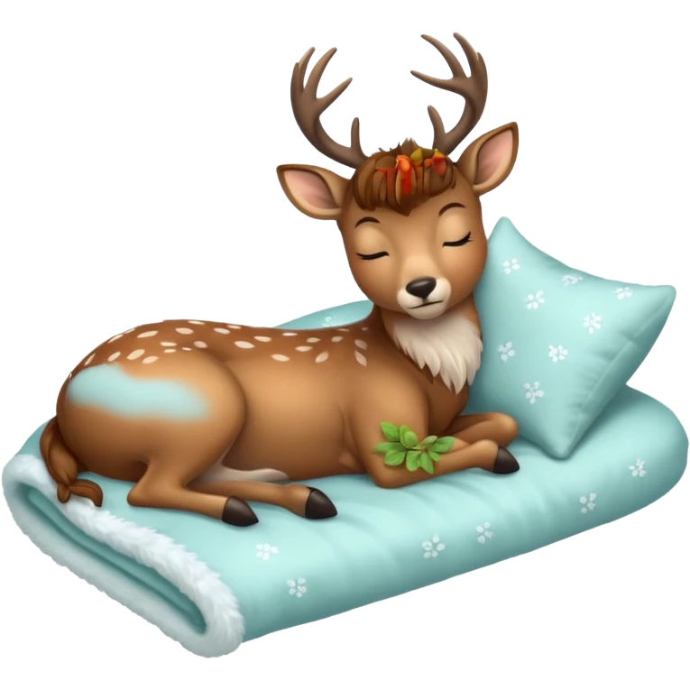 Sweet Deer Sleeping in Bed emoji