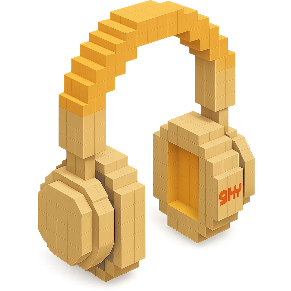 full-size Sony headphones, beige color, isometric view emoji