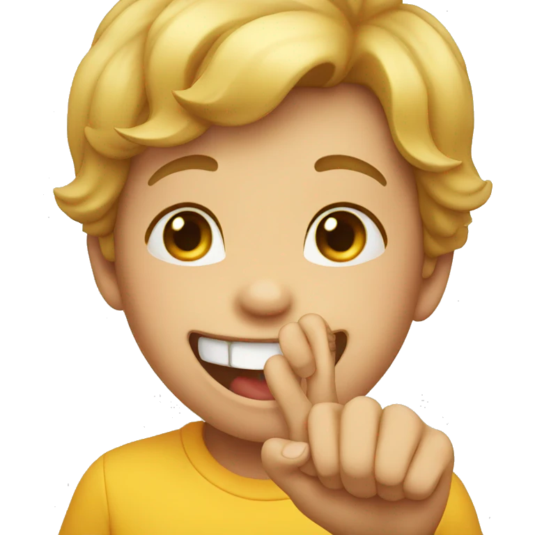 Kids laughing and shows fingers emoji