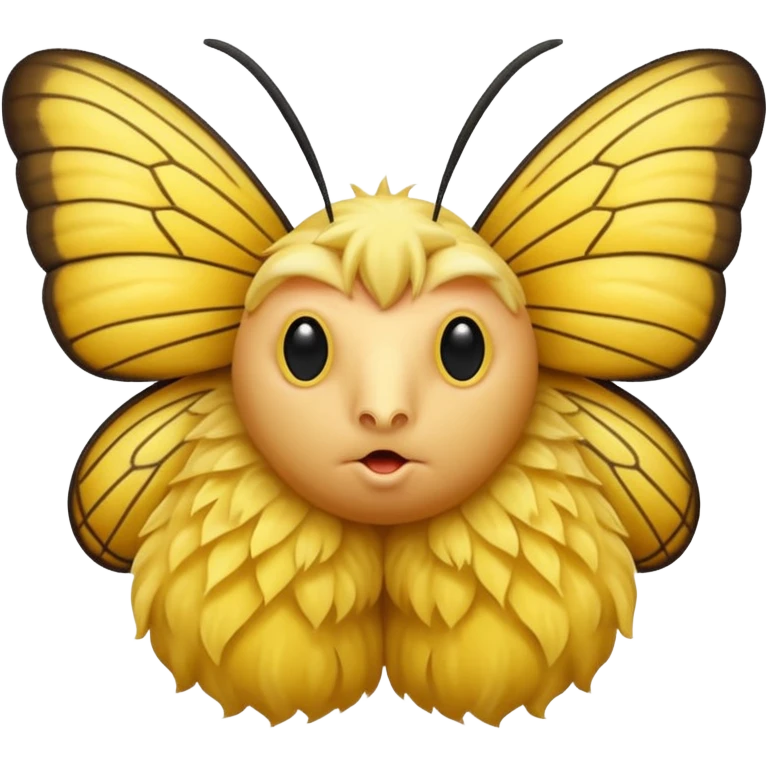 a yellow moth with donald trump’s face emoji