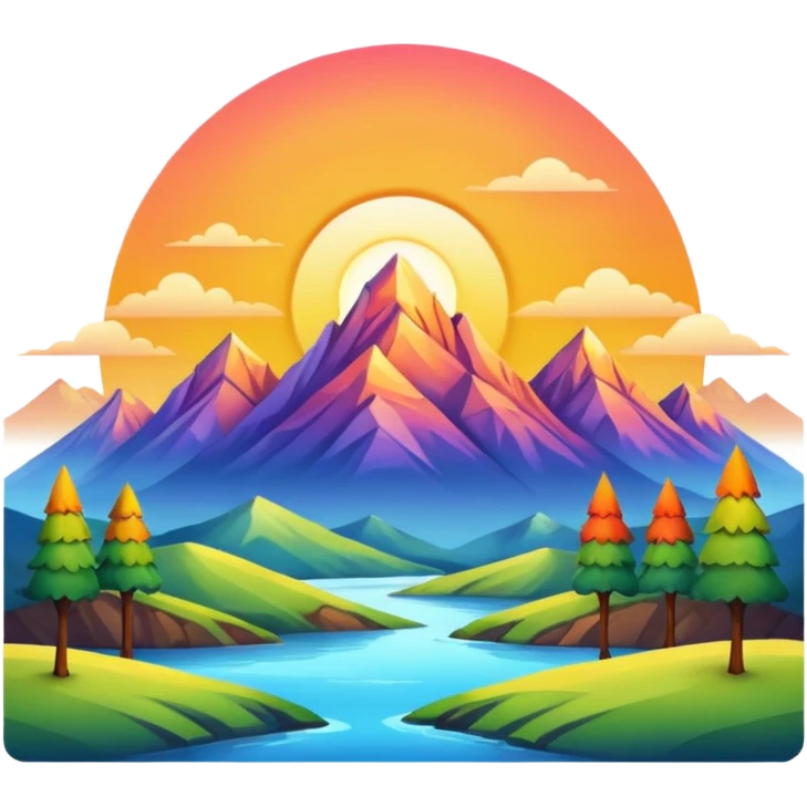 sunrise landscape with mountains emoji