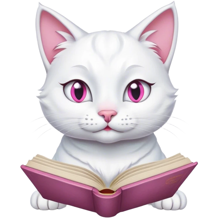 cat marie from aristocats reading a book in an artistic emoji style emoji