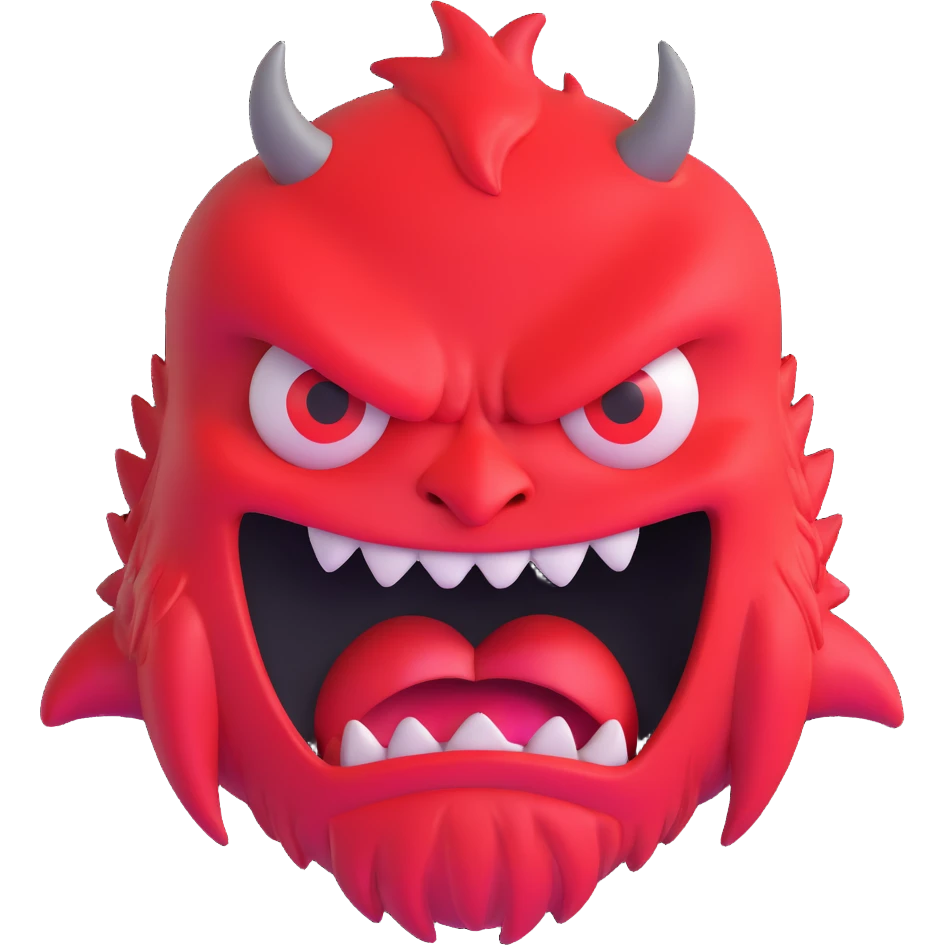 red-hot, angry, scary monster face emoji