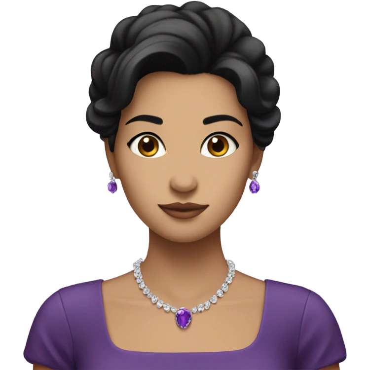 elegant girl in purple dress in black hair emoji