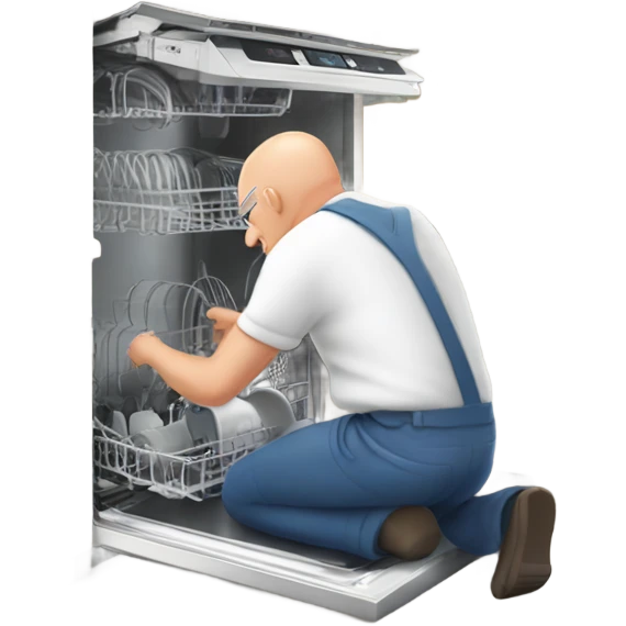 Older bald man fixing dishwasher  emoji