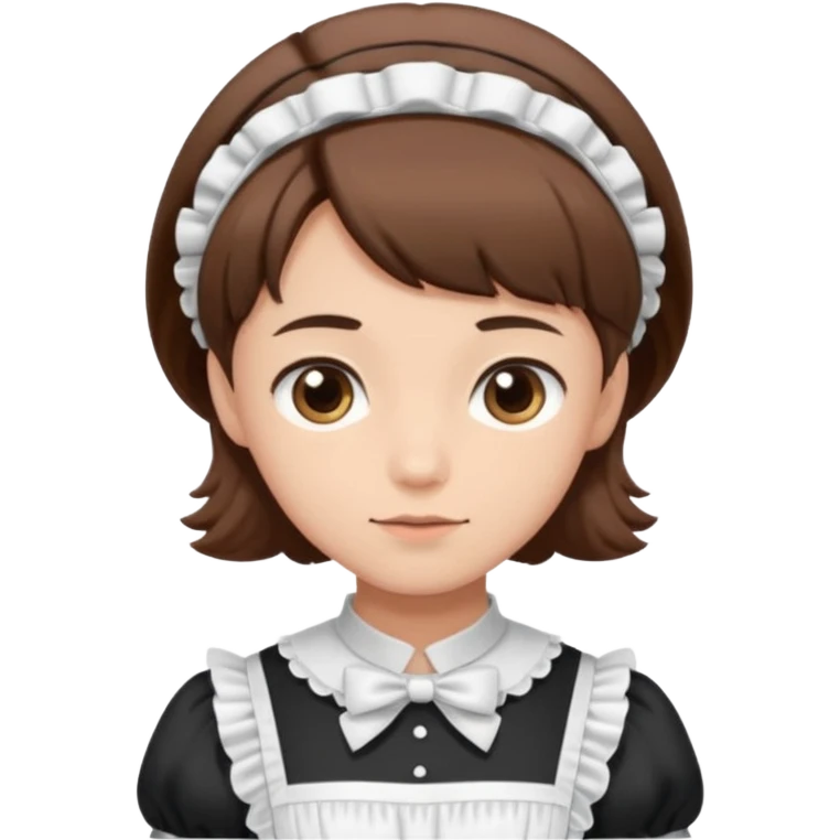Guy with short brown hair wearing a cute maid dress emoji