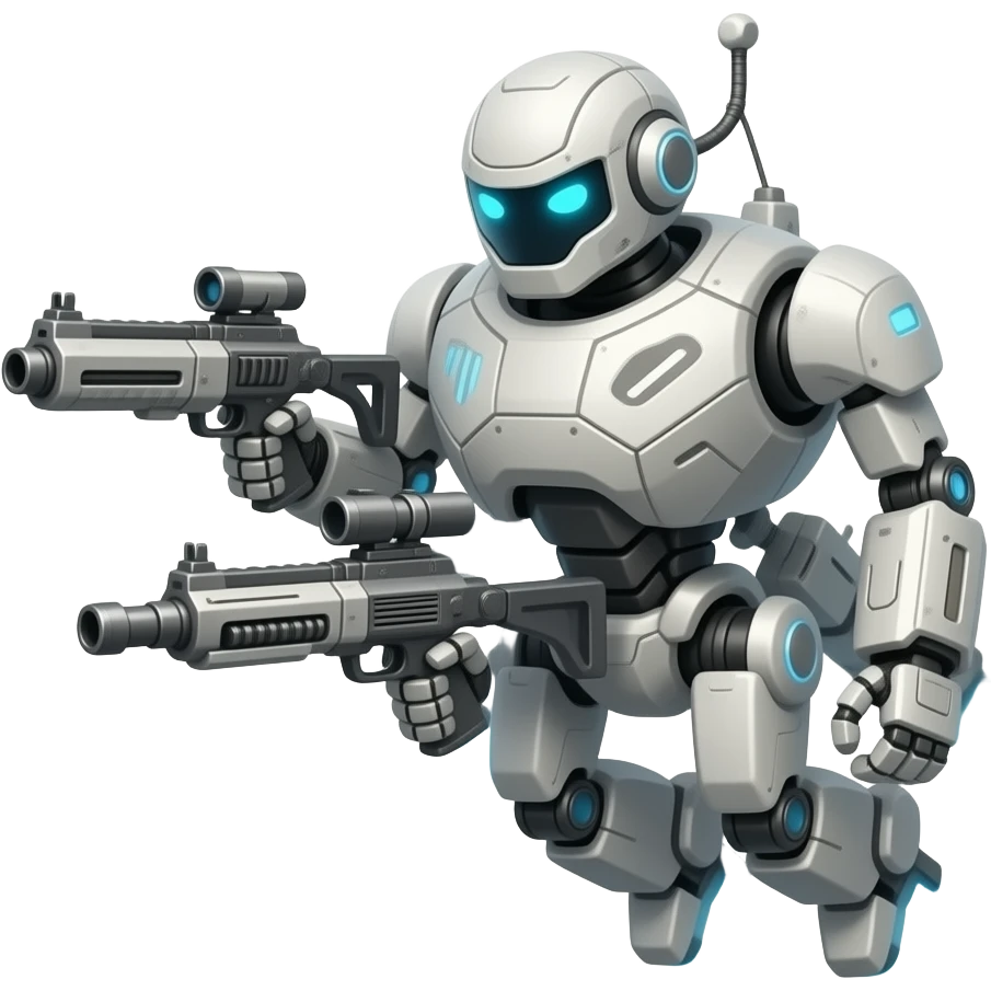 Scifi flying robot with guns emoji