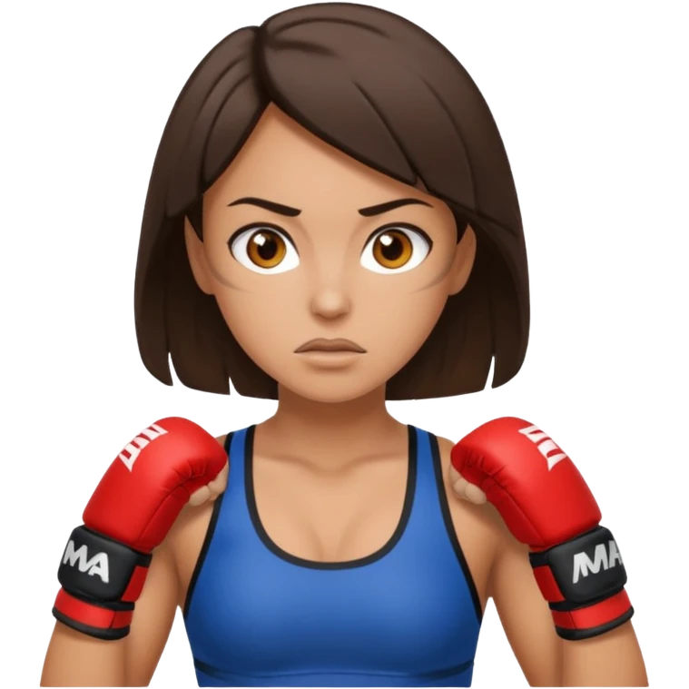 brunette woman making MMA emoji