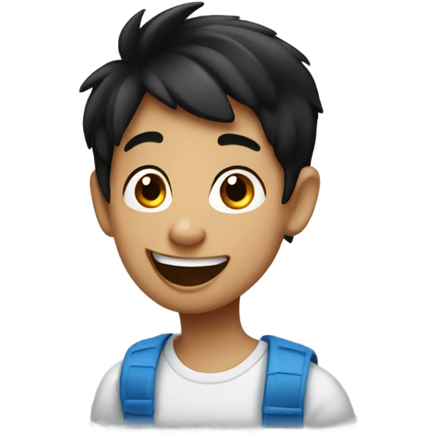 happy boy with black hair sticking tongue out emoji