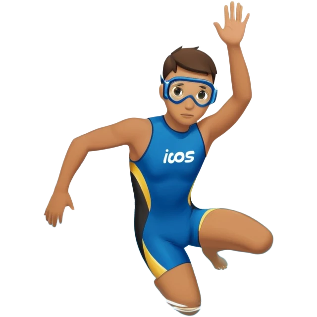 determined pool diver dives into a pool of confidence blue water underneath  emoji