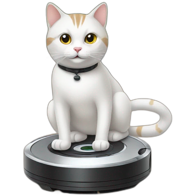 cat riding a roomba emoji