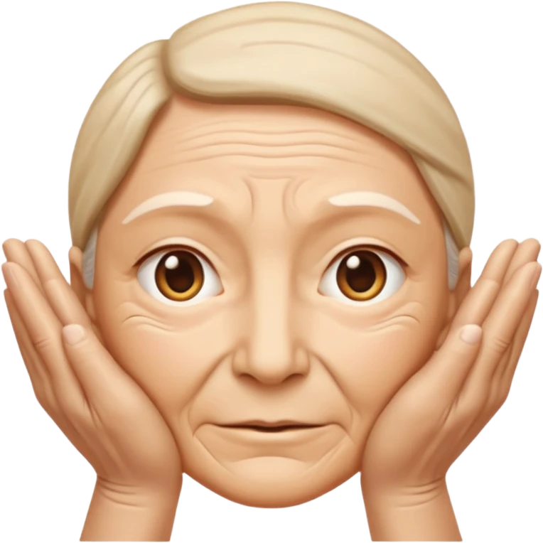 Simple emoji of a face with wrinkles being smoothed by hands, both hands gently stretching the skin, wrinkles visible on one part and smooth skin on the other, clear wrinkle-reducing effect, simple and easy-to-understand icon, no beauty or medical elements

 emoji