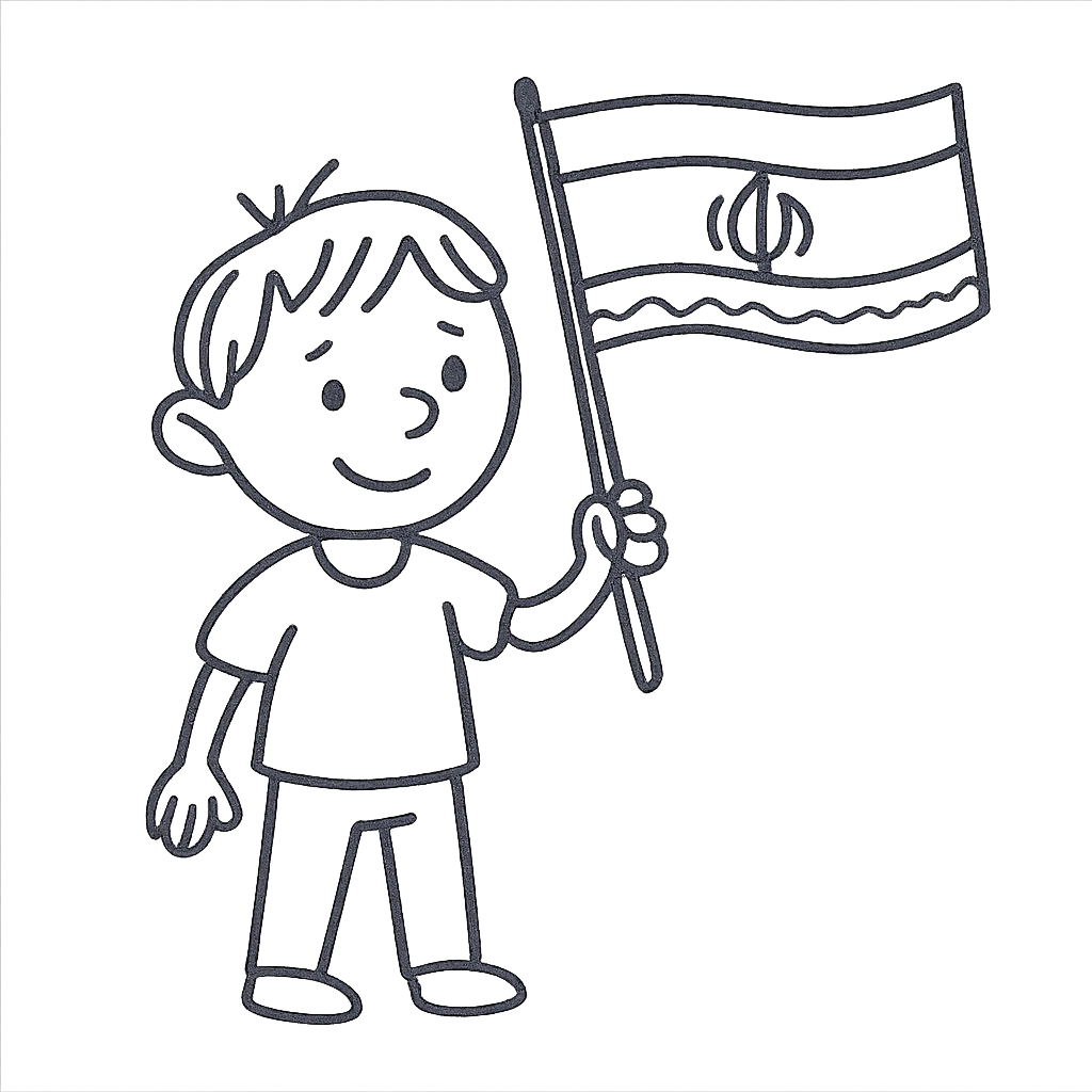 A boy holding the Iran flag. emoji