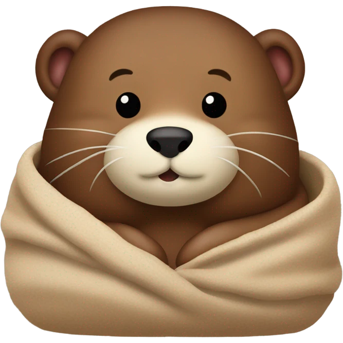 Beaver cozy in blanket emoji