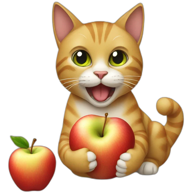cat eating apple emoji